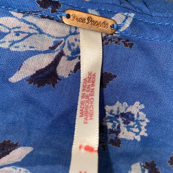 Free People Amanda Ruffle Detail Wrap Blouse in Blue - Picture 2 of 6